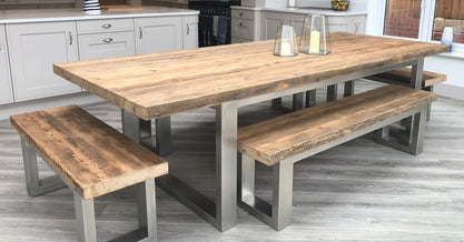 Natural 284cm x 117cm table with end & side benches (Sold Separately)