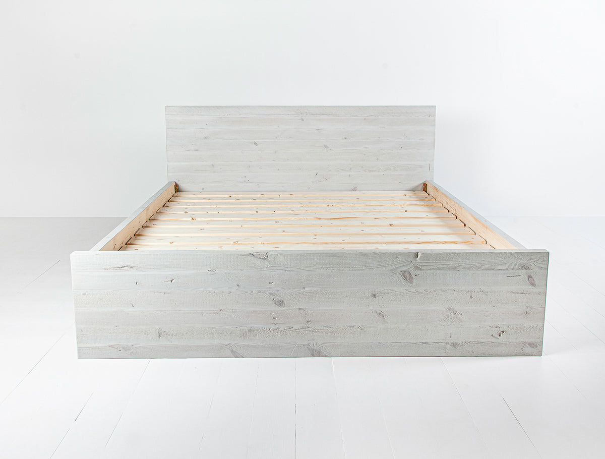 White rustic clearance queen bed frame